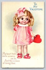 c1910 Girl Heart Valentines Day P564 picture