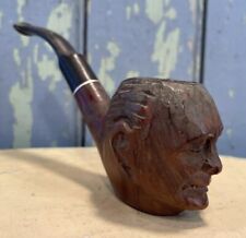 Vintage Winston Churchill Face Carved Wood Smoking Pipe picture