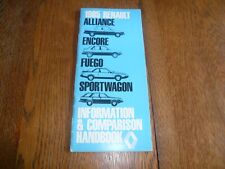 1985 Renault Alliance Encore Fuego Sportwagon Information Book - Vintage picture