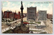c1907 Public Square Looking North Aerial View Theatre Cleveland Ohio OH Postcard picture