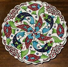Large Decorative Plate Made In Turkey Nicca Iznik Mert El Sanattari 12” Diam picture