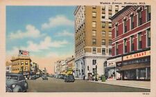 Unused Muskegon Michigan Western Avenue WT Grant Vintage Linen Postcard Postcard picture