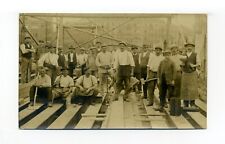 Poland, Gdańsk, Danzig RPPC photo postcard, workers, tools, waterfront picture