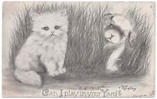 Vtg. V. Colby Postcard 1909 Kitten & Puppy picture