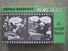 FUNNY 1960s Vintage Gerald Gardner's NEWS-REALS 36 Cocktail Napkins POLITICAL  picture