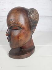 Vintage Hard Solid Wood Sculpture African Art Figure Heavy Bust 2.7 lbs picture