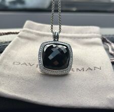 DAVID YURMAN Sterling Silver 20mm Albion Pendant Black Onyx & Diamonds 18 inc picture