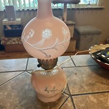 Vintage Lamp Pink 2 Pc Etched Glass Victorian Brass Shade Gone With The Wind picture