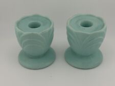 Pair Of Matte Green Sea Green Floral / Chip On Base Rim picture