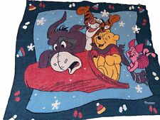 Disney Vintage Blanket of Winnie the Pooh with friends winter snow day picture