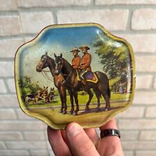 OLD VINTAGE HORNER CANDY TIN BOX ROYAL CANADIAN MOUNTIE POLICE ON HORSES ADVERTI picture
