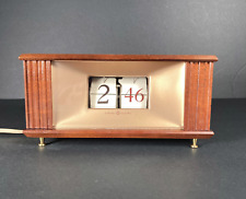 Vintage Flip Clock MCM General Electric Model 8113 Wood Case Tested WORKS Tiles picture