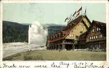 Yellowstone Nat'l Park Old Faithful Inn #8589 c1910 Detroit Publishing Postcard picture