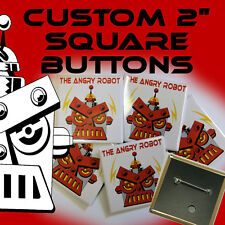 10 Custom Made 2 inch SQUARE Pinback Buttons Badges 2