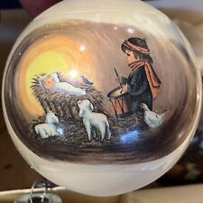 Vintage Shiny Brite Glass Ball Nativity XMAS  Ornament Dual Language Set Of 6 picture