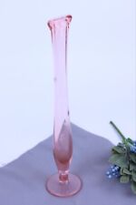Vintage Pink Depression Art Glass Etched Swung Bud Vase picture