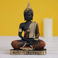 Golden, Orange, and Black Polyresin Meditating Lord Buddha Statue - Serene Home picture