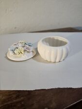 Vtg Lenwile China Ardalt JAPAN White Verithin Flower Trinket Box Porcelain 1950s picture