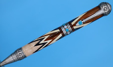 Southwest Antique Pewter and Turquoise Stone  with Santa Fe wood Inlay Ballpoint picture