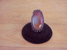 Native American Navajo Ring Petrified Wood, 1930's , Sterling, Good Cond picture