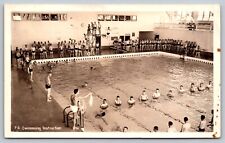 RPPC Swimming Instruction Large Pool US Navy Troops 1944 Bird's Eye View A26 picture
