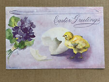 Tuck’s Oilette Easter Greetings Chick Hatched Broken Egg Vintage 1909 Postcard picture
