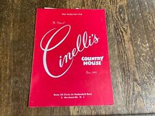 Cinelli's Country House Restaurant Menu South Merchantville New Jersey NJ 1954 picture
