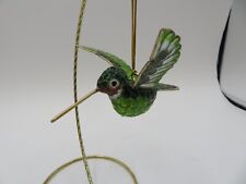 Cloisonné Hummingbird Christmas Ornament Green White Gold in Color picture