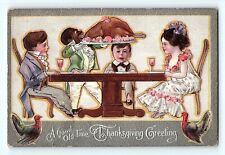 Victorian Dress Huge Turkey Thanksgiving Greeting Coat Tails Vintage Postcard E5 picture