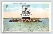 Postcard Connecticut Bridgeport CT Lighthouse 1922 Posted White Border picture