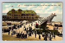 Long Beach CA-California, Auditorium, Pleasure Pier, Vintage c1910 Postcard picture