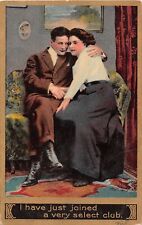 1910 Romantic PC of Lovers Cuddling on Couch-Have Just Joined A Very Select Club picture