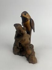 Vintage John Nelson Folk Art Bird Wood Sculpture on Burl or Driftwood Signed  picture