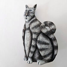 Vintage Marsha Mccarthy Cat Figure Gray Tabby Blue Eyes Signed picture