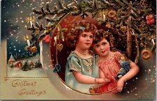 Winsch Christmas Postcard Antique Victorian Girl Candlelit Tree Ornament  9031 picture