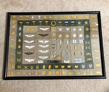 Unique Lot of 124 WWII Uniform Patches In Frame Behind Glass 29 3/8