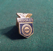 UAW Region 2-A United Auto Workers Vintage Lapel Pin Tie-Tack Gold-Tone Metal picture