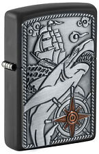 Zippo Ship Shark Emblem Design Black Matte Windproof Lighter, 48120 picture