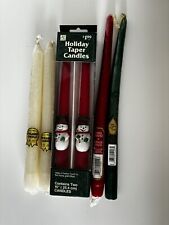 5 Packs of Vintage Christmas Candles Unused - Santa Snowman Peppermint Candy picture