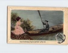 Postcard You'll always find a harbor with me with Lovers Boat Embossed Picture picture