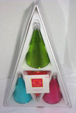 Isaac Mizrahi Holiday Set of 4 Ornaments NEW IN BOX Cone Tree Shaped Vintage picture