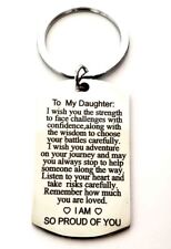 To My Daughter I'm So Proud Of You LOVE Keychain picture
