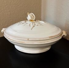 antique fine porcelain serving tureen, white with gold gilding, Mid 1800s picture