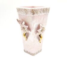 Vintage MCM Pink Vase Opalescent Gold Trim Stephanotis Japan Midcentury 7.5