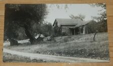 Antique Vintage RPPC Photo Post Card Log Cabin Country w/Hammock c1907 picture