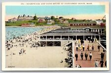 Nantasket Beach Massachusetts~Summer Crowd on Boardwalk & Sand~c1920s Postcard picture