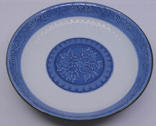 VINTAGE TOYO JAPANESE FINE PORCELAIN BOWL, BLUE & WHITE PEONY DECOR, 10.75 IN. picture