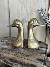 Vintage pair of solid brass duck head bookends Decor preowned picture