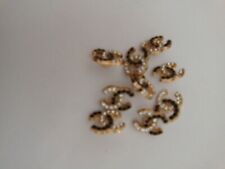 Lot Of 9  14mm Small  STAMPED chanel Button Cc Gold  tone picture