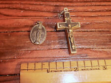 2 Religious Items  Reliquary Box Cross Pendant & Miraculous Mary Medal Pendant picture